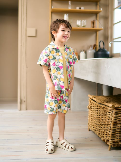 セール】【リンク】チェック・サマーフルーツ柄セットアップ