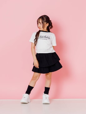 「algy（アルジー）の厚底スニーカー（スニーカー、ホワイト系）」を使った、F.O.OnlineStoreさん（キッズ・110cm）の夏コーディネート