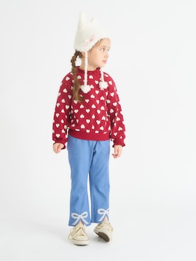 「アイテム（ニットキャップ/ビーニー、ホワイト系）」を使った、F.O.OnlineStoreさん（キッズ・110cm）の冬コーディネート