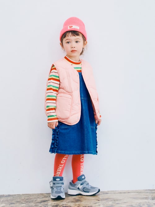 ジュニア対応】サイドフリルデニムジャンスカ（ジャンパー