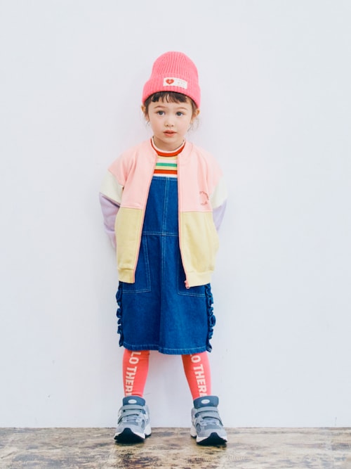 ジュニア対応】サイドフリルデニムジャンスカ（ジャンパー
