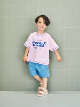 「apres les cours（アプレレクール）のEVAサンダル（サンダル、ベージュ系）」を使った、F.O.OnlineStoreさん（キッズ・110cm）の夏コーディネート