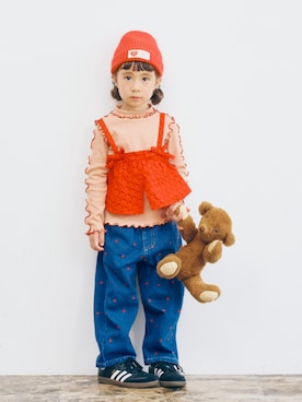 「アイテム（ニットキャップ/ビーニー）」を使った、F.O.OnlineStoreさん（キッズ・110cm）の秋コーディネート