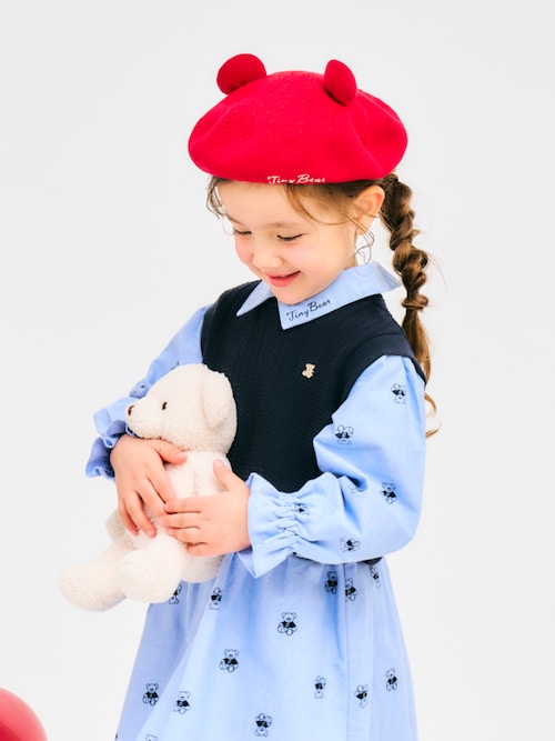 セール】tiny bear 耳付きサーモベレー帽（ハンチング/ベレー帽