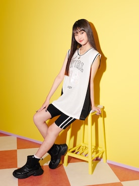 「アイテム（タンクトップ）」を使った、F.O.OnlineStoreさん（キッズ・157cm）の夏コーディネート