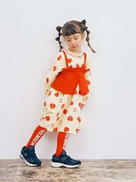 「アイテム（タイツ/ストッキング）」を使った、F.O.OnlineStoreさん（キッズ・110cm）の秋コーディネート