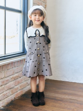 「アイテム（ジャンパースカート）」を使った、F.O.OnlineStoreさん（キッズ・110cm）の冬コーディネート