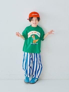 「p.premier（ピードットプルミエ）のネオンカラーリブソックス（ソックス/靴下、オレンジ系）」を使った、F.O.OnlineStoreさん（キッズ・110cm）の春コーディネート