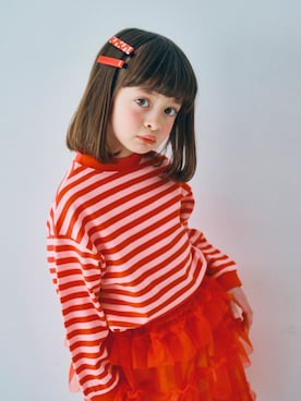 「p.premier（ピードットプルミエ）のチュール3WAYオーバーレイヤードスカート（スカート、レッド系）」を使った、F.O.OnlineStoreさん（キッズ・110cm）の春コーディネート