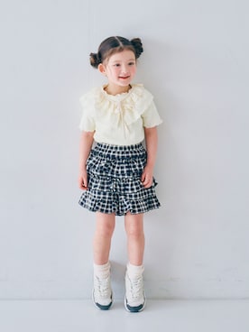 「p.premier（ピードットプルミエ）のイロチ買いしたいカラーリブソックス（ソックス/靴下、ホワイト系）」を使った、F.O.OnlineStoreさん（キッズ・110cm）の春コーディネート