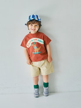 「p.premier（ピードットプルミエ）のイロチ買いしたいカラーリブソックス（ソックス/靴下、グリーン系）」を使った、F.O.OnlineStoreさん（キッズ・110cm）の春コーディネート