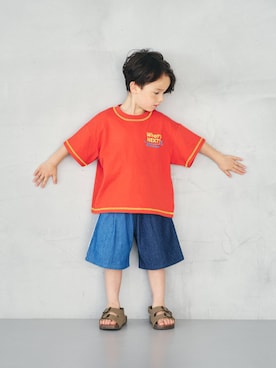 「apres les cours（アプレレクール）のアソートタックショートパンツ（その他パンツ、ブルー系）」を使った、F.O.OnlineStoreさん（キッズ・110cm）の夏コーディネート
