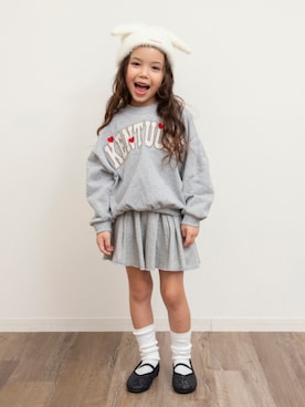 「アイテム（ニットキャップ/ビーニー、ホワイト系）」を使った、F.O.OnlineStoreさん（キッズ・110cm）の冬コーディネート