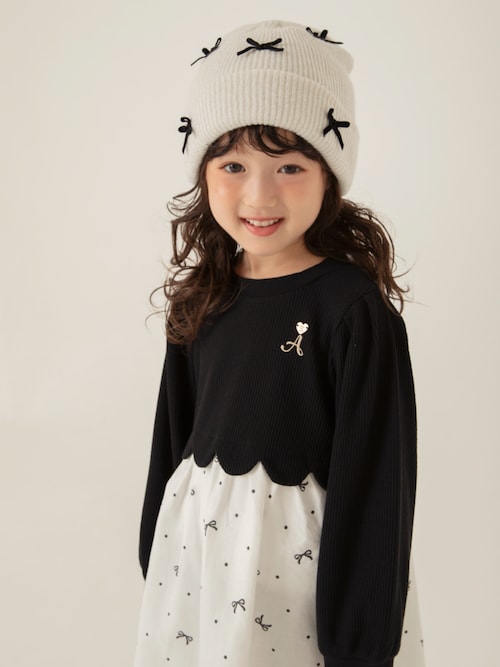 リンク/WEB限定/ジュニア対応】スカラップドッキングワンピース