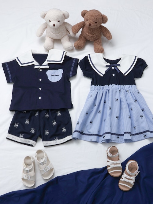 セール】tiny bearセーラー衿ドッキングワンピース（ワンピース