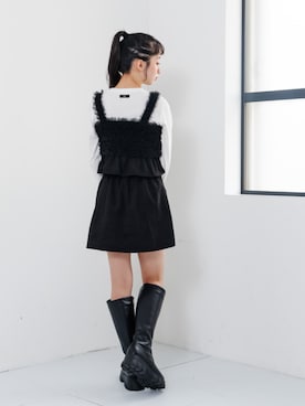 「algy（アルジー）のボリュームソールロングブーツ（ブーツ）」を使った、F.O.OnlineStoreさん（キッズ・154cm）の冬コーディネート