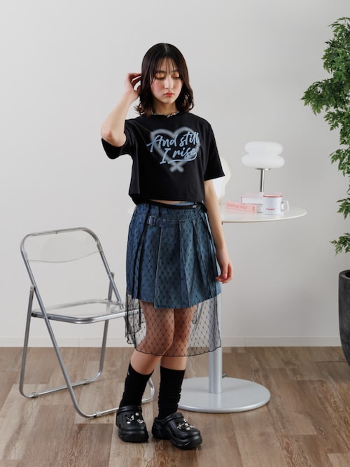 ジオメトリックスカート　ブルー　38サイズ ジオメトリックスカート≪セットアップ対応/洗濯機で洗える