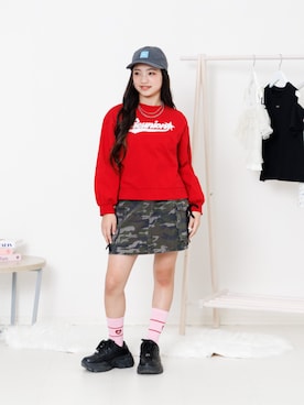 「algy（アルジー）の厚底スニーカー（スニーカー、ブラック系）」を使った、F.O.OnlineStoreさん（キッズ・110cm）の春コーディネート