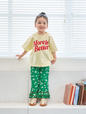 「apres les cours（アプレレクール）の【WEB限定】ワッフルフリルレギンス（その他パンツ、グリーン系）」を使った、F.O.OnlineStoreさん（キッズ・110cm）の春コーディネート