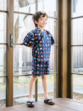 「アイテム（水着/着物・浴衣、ブルー系）」を使った、F.O.OnlineStoreさん（キッズ・110cm）の夏コーディネート