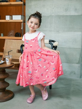 「BREEZE（ブリーズ）のジェリーサンダル（サンダル、ピンク系）」を使った、F.O.OnlineStoreさん（キッズ・110cm）の夏コーディネート