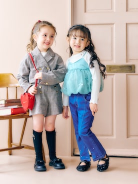「apres les cours（アプレレクール）のニーハイソックス（ソックス/靴下）」を使った、F.O.OnlineStoreさん（キッズ・110cm）の夏コーディネート
