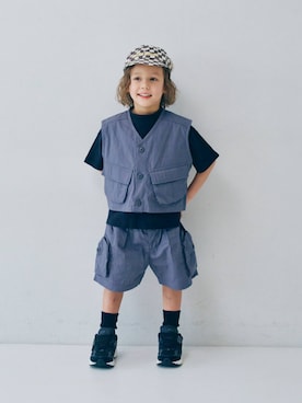 「p.premier（ピードットプルミエ）のイロチ買いしたいカラーリブソックス（ソックス/靴下、ブラック系）」を使った、F.O.OnlineStoreさん（キッズ・110cm）の春コーディネート