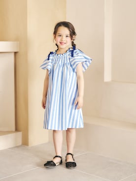 「apres les cours（アプレレクール）のハート刺繍メッシュサンダル（サンダル、ブラック系）」を使った、F.O.OnlineStoreさん（キッズ・110cm）の春コーディネート