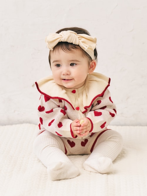 リンク】ハート・フラワー衿フリルニットセットアップ（その他ベビー