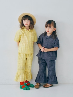 「p.premier（ピードットプルミエ）のイロチ買いしたいカラーリブソックス（ソックス/靴下、レッド系）」を使った、F.O.OnlineStoreさん（キッズ・110cm）の春コーディネート