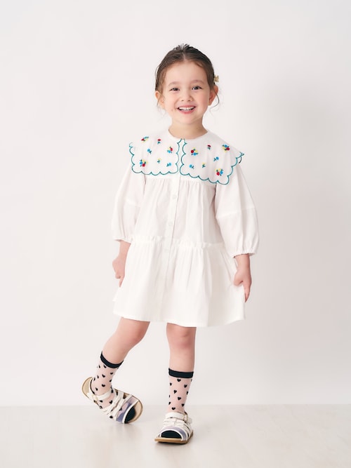 セール】【ジュニア対応】お花刺繍衿ワンピース（ワンピース）｜apres