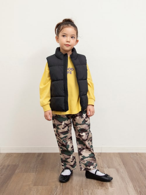 Colorful ブランケットボーダーダウンベスト　S セール】【洗える】ふわ軽インサーレーションベスト_ジュニア対応