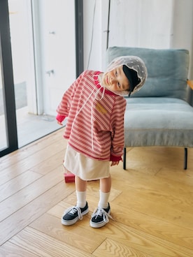 「apres les cours（アプレレクール）の裾フリンジスカート風キュロット（その他パンツ、ホワイト系）」を使った、F.O.OnlineStoreさん（キッズ・110cm）の秋コーディネート