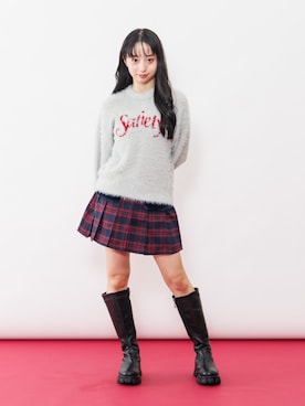 「algy（アルジー）のエコファーフラッププリーツスカート（スカート）」を使った、F.O.OnlineStoreさん（キッズ・154cm）の冬コーディネート