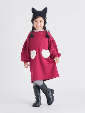 「アイテム（ワンピース/ドレス、レッド系）」を使った、F.O.OnlineStoreさん（キッズ・110cm）の冬コーディネート