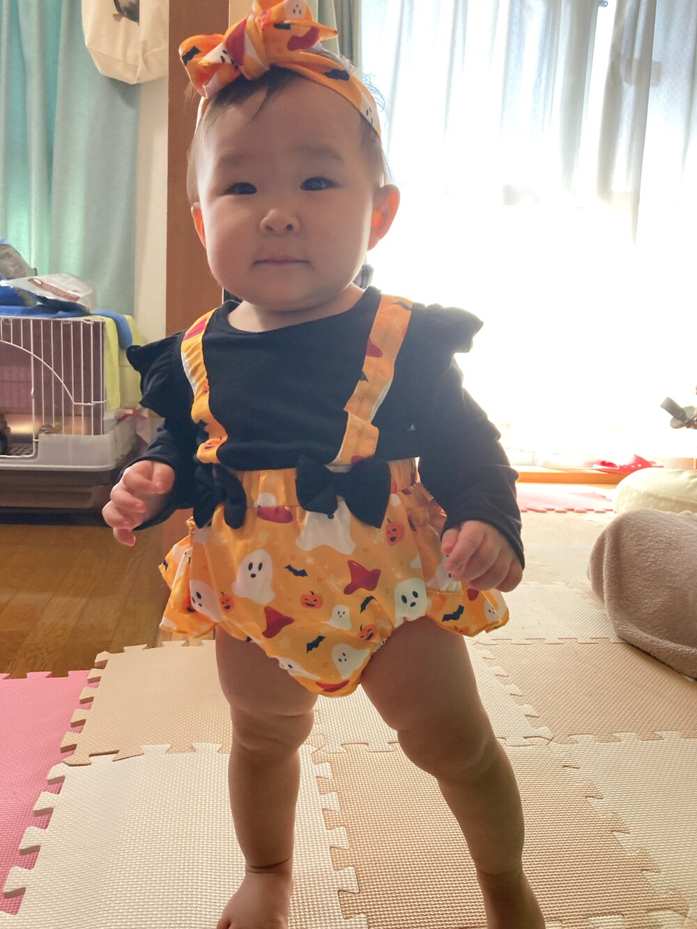「WEARハロウィン2022」｜「SHEINのアイテム（つなぎ/オールインワン、オレンジ系）」を使った、ぺこさん（キッズ・60cm）の秋コーディネートの1枚目の写真