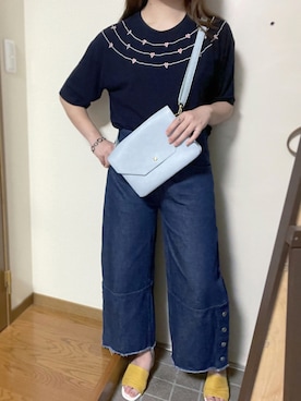「Adoon plain（アドーンプレーン）のアイテム（パンツ）」を使った、momoさん（レディース・158cm）の夏コーディネート