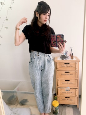 「ハイウェストデニム」｜piyoさん（レディース・162cm）の夏コーディネート