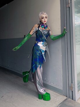 「no brand（ノーブランド）のアイテム（トップス、ブルー系）」を使った、WEDNESDAYさん（レディース・163cm）の秋コーディネート