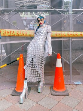 「アイテム（ワンピース/ドレス、シルバー系）」を使った、WEDNESDAYさん（レディース・163cm）の秋コーディネート