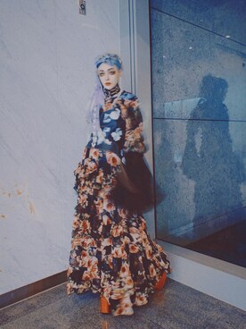 「no brand（ノーブランド）のアイテム（ワンピース/ドレス、ブラック系）」を使った、WEDNESDAYさん（レディース・163cm）の秋コーディネート