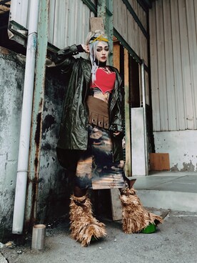 「no brand（ノーブランド）のアイテム（ジャケット/アウター、グリーン系）」を使った、WEDNESDAYさん（レディース・163cm）の秋コーディネート