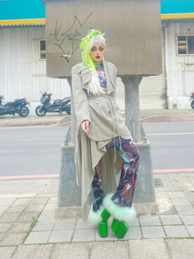 「no brand（ノーブランド）のアイテム（ジャケット/アウター、グレー系）」を使った、WEDNESDAYさん（レディース・163cm）の冬コーディネート