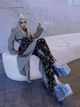 「no brand（ノーブランド）のアイテム（ジャケット/アウター、グレー系）」を使った、WEDNESDAYさん（レディース・163cm）の冬コーディネート