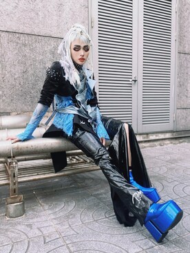 「no brand（ノーブランド）のアイテム（パンツ、ブラック系）」を使った、WEDNESDAYさん（レディース・163cm）の秋コーディネート