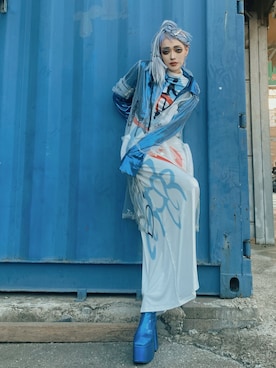 「no brand（ノーブランド）のアイテム（ワンピース/ドレス、ホワイト系）」を使った、WEDNESDAYさん（レディース・163cm）の秋コーディネート