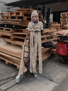 「no brand（ノーブランド）のアイテム（ジャケット/アウター、ベージュ系）」を使った、WEDNESDAYさん（レディース・163cm）の冬コーディネート