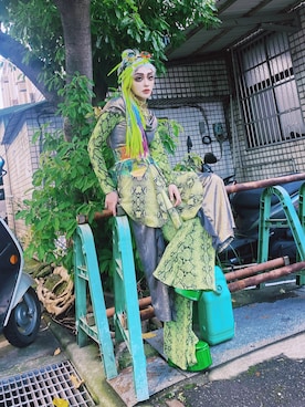 「no brand（ノーブランド）のアイテム（ワンピース/ドレス、グリーン系）」を使った、WEDNESDAYさん（レディース・163cm）の秋コーディネート