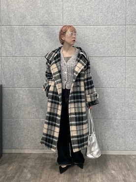 「GALLEST（ギャレスト）のサイドギャザー ワイドデニム（デニムパンツ、ブルー系）」を使った、mikuさん（レディース・160cm）の夏コーディネート