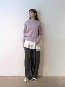 「ELENDEEK（エレンディーク）の2WAY BOOTIE（ブーティ、シルバー系）」を使った、ayakoさん（レディース・162cm）の秋コーディネート